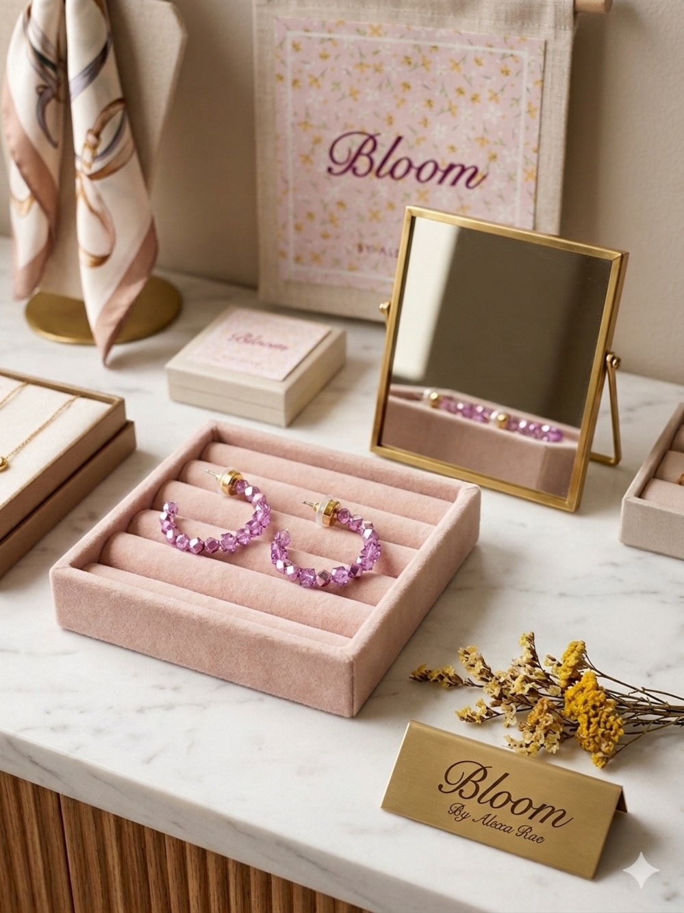 bloom Lavender Crystal Hoop Earrings with Gold Posts
